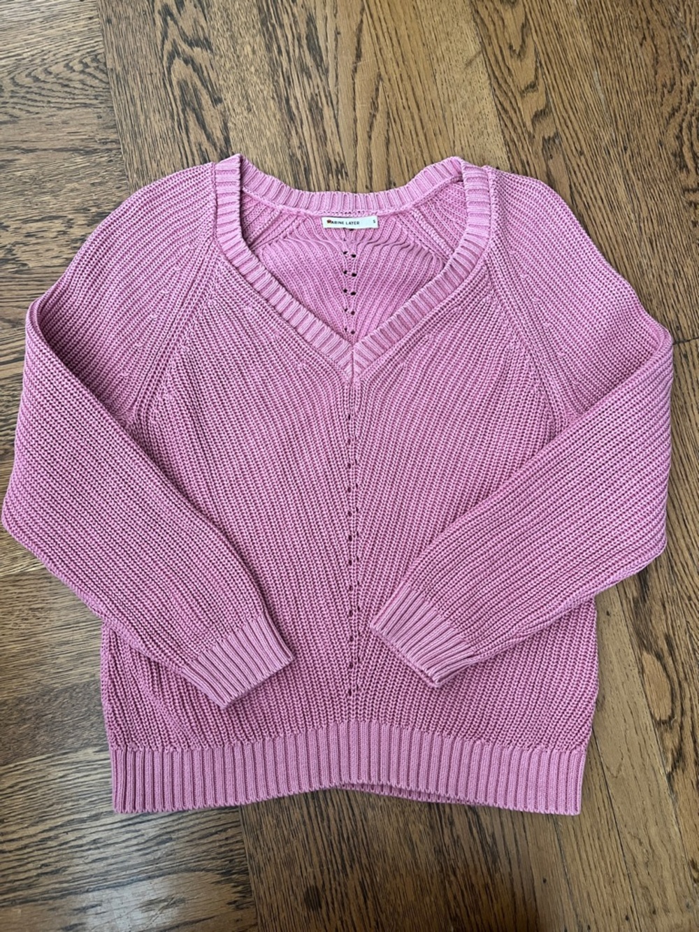 MARINE LAYER Ezra V Neck Sweater Pink Size Small